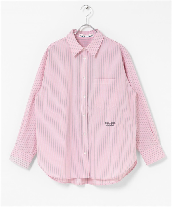 TOYAMEG聯名刺繡襯衫(粉紅色條紋-FREE-其他粉色)