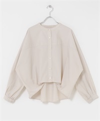 正面打褶立領襯衫(淺膚色-FREE-L.BEIGE)