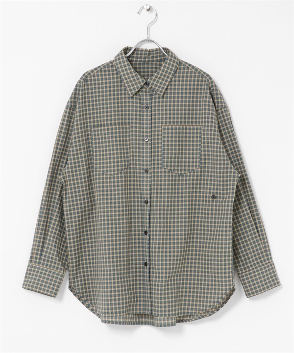 多臂格紋不對稱設計襯衫(藍色系-FREE-BLUE)