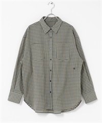 多臂格紋不對稱設計襯衫(藍色系-FREE-BLUE)