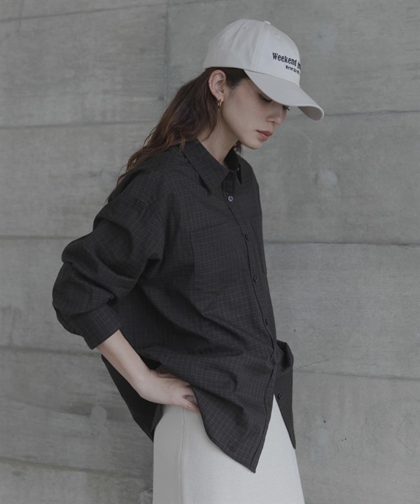 多臂格紋不對稱設計襯衫