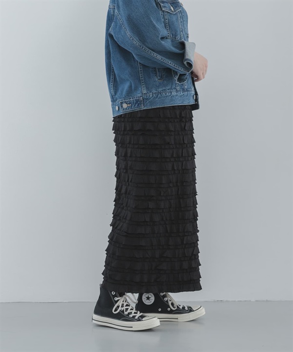 荷葉邊彈性窄裙