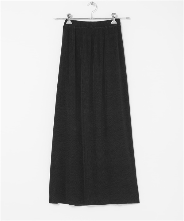 細百褶鬆緊長裙(黑色-FREE-BLACK)