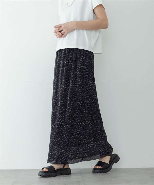 細百褶鬆緊長裙