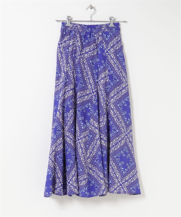 植物印花長裙(藍色系-FREE-BLUE)