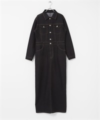 牛仔連身洋裝(黑色-36-BLACK)
