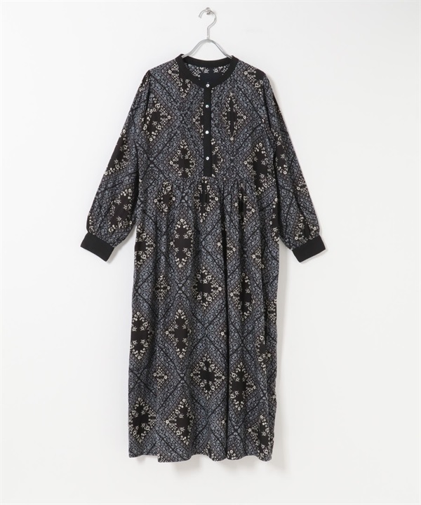 植物印花洋裝(黑色系-FREE-BLACK)