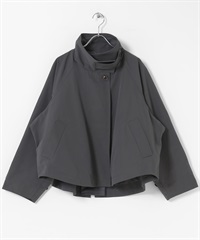 防潑水背面傘狀立領大衣(炭灰色-FREE-CHARCOAL GRAY)