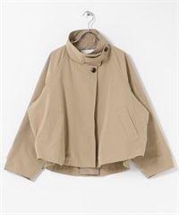 防潑水背面傘狀立領大衣(膚色-FREE-BEIGE)