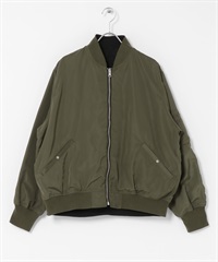 雙面穿寬版MA-1夾克(卡其綠x黑色-FREE-其他綠色)