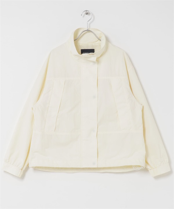 防潑水立領尼龍夾克(亞麻色-FREE-其他白色)