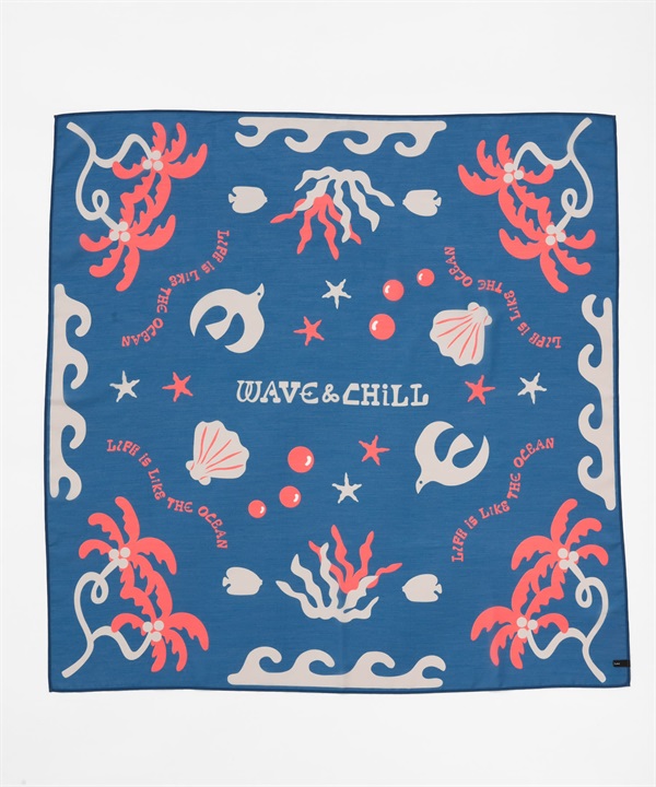 TOYAMEG聯名印花方巾(藏青色-FREE-NAVY)