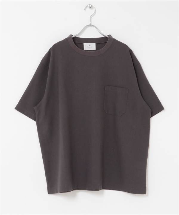 涼感混麻料短袖T恤(炭灰色-M-CHARCOAL GRAY)