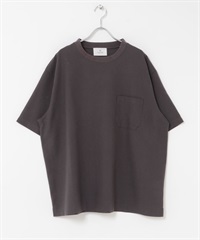 涼感混麻料短袖T恤(炭灰色-M-CHARCOAL GRAY)