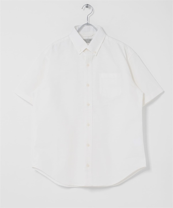 抗菌牛津扣領短袖襯衫(米色-M-OFF WHITE)
