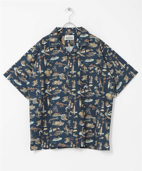 HIROCKSHOW聯名夏威夷襯衫(藏青色-M-NAVY)