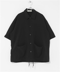 泡泡紗短袖教練襯衫(黑色-M-BLACK)