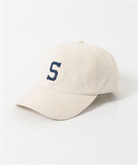 洗舊感棉質刺繡棒球帽(象牙白-one-IVORY)