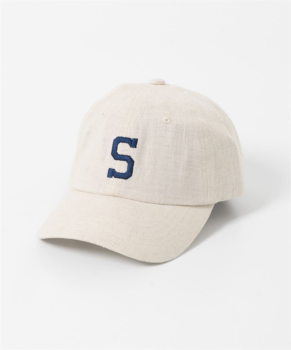 混麻料刺繡棒球帽(膚色-one-BEIGE)