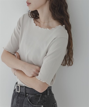 防汗漬捲邊圓領套衫