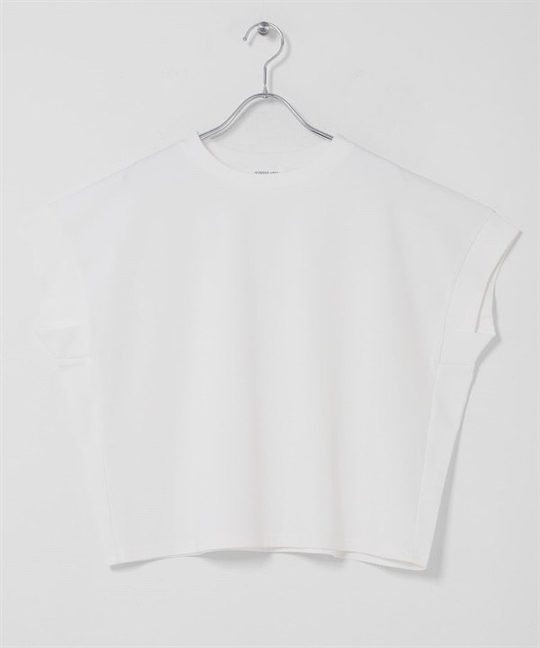 UV CUT涼感法式袖T恤(米色-FREE-OFF WHITE)