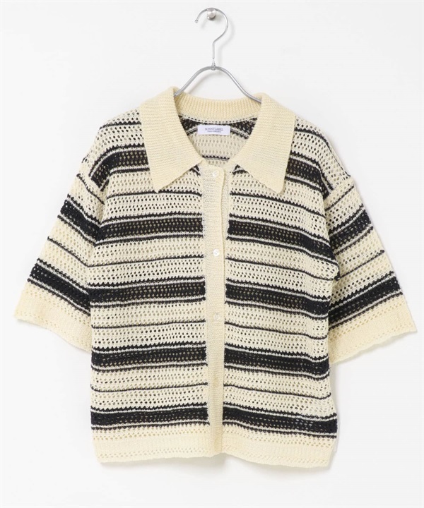 網狀針織寬版襯衫(米色系-FREE-OFF WHITE)