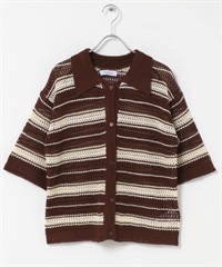 網狀針織寬版襯衫(棕色系-FREE-BROWN)