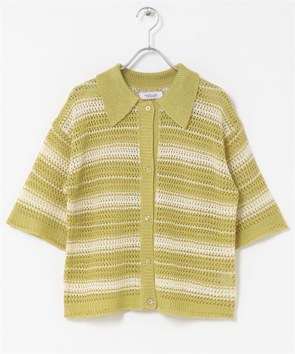 網狀針織寬版襯衫(開心果綠系-FREE-其他黃色)