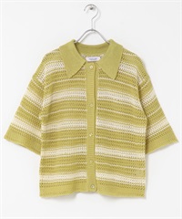 網狀針織寬版襯衫(開心果綠系-FREE-其他黃色)