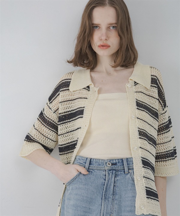 網狀針織寬版襯衫