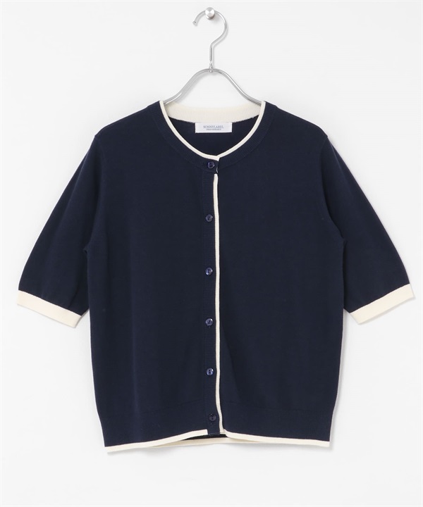 Coolmist 涼感配色圓領開襟衫(藏青色-FREE-NAVY)