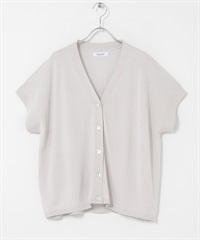 Coolmist 涼感法式袖針織開襟衫(淺灰色-FREE-LIGHT GRAY)