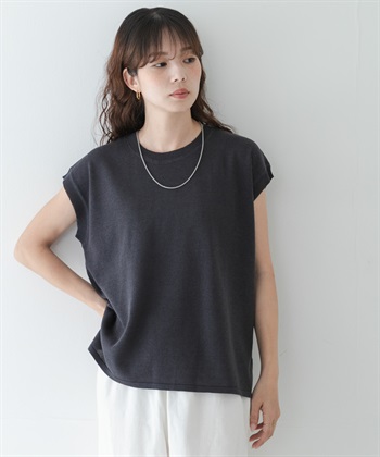 仿亞麻法式袖夏季針織衫