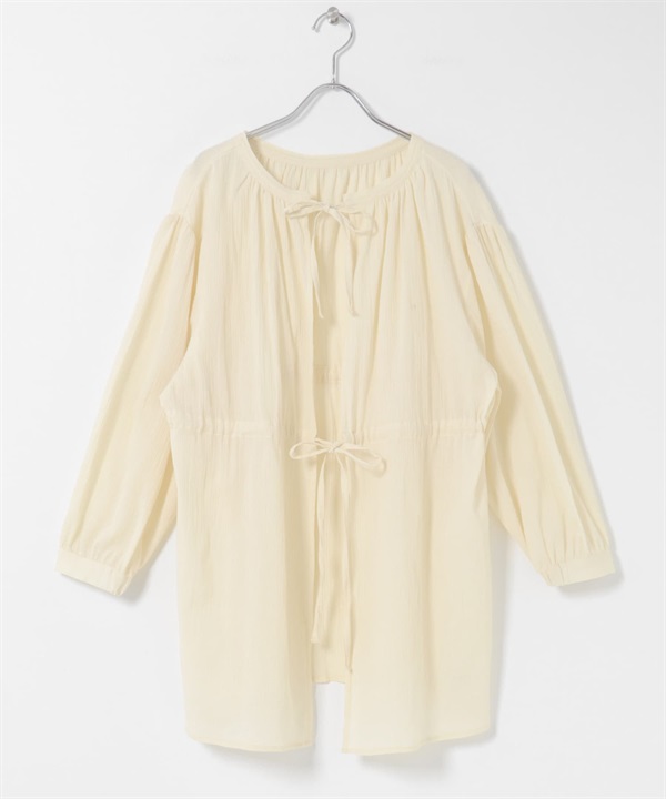 2WAY蝴蝶結設計楊柳紗罩衫(象牙白-FREE-IVORY)