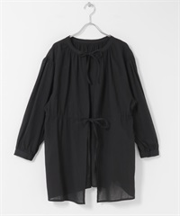 2WAY蝴蝶結設計楊柳紗罩衫(黑色-FREE-BLACK)