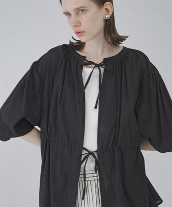 2WAY蝴蝶結設計楊柳紗罩衫