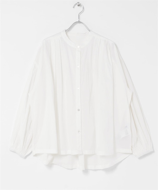 空氣感棉質打褶蓬袖罩衫(米色-FREE-OFF WHITE)