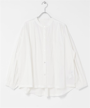 空氣感棉質打褶蓬袖罩衫(米色-FREE-OFF WHITE)