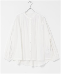 空氣感棉質打褶蓬袖罩衫(米色-FREE-OFF WHITE)