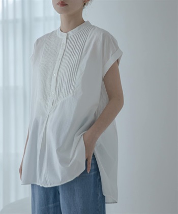 空氣感棉質細褶禮服襯衫