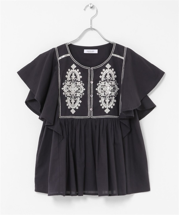 亮片刺繡罩衫(黑色-FREE-BLACK)