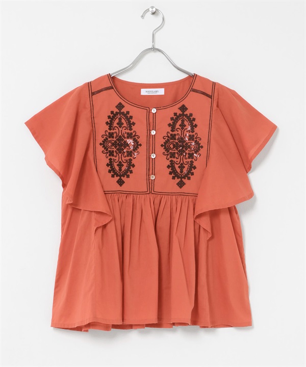 亮片刺繡罩衫(橘色-FREE-ORANGE)