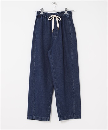 弧線剪裁輕便牛仔褲(靛青色-38-INDIGO BLUE)