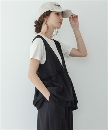 荷葉下襬連身褲