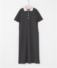 配色POLO洋裝(炭灰色-FREE-CHARCOAL GRAY)