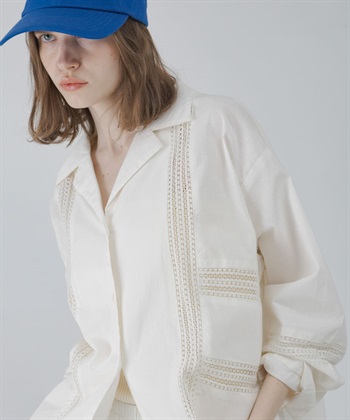定型蕾絲棉質襯衫夾克
