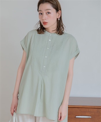 空氣感棉質細褶禮服襯衫