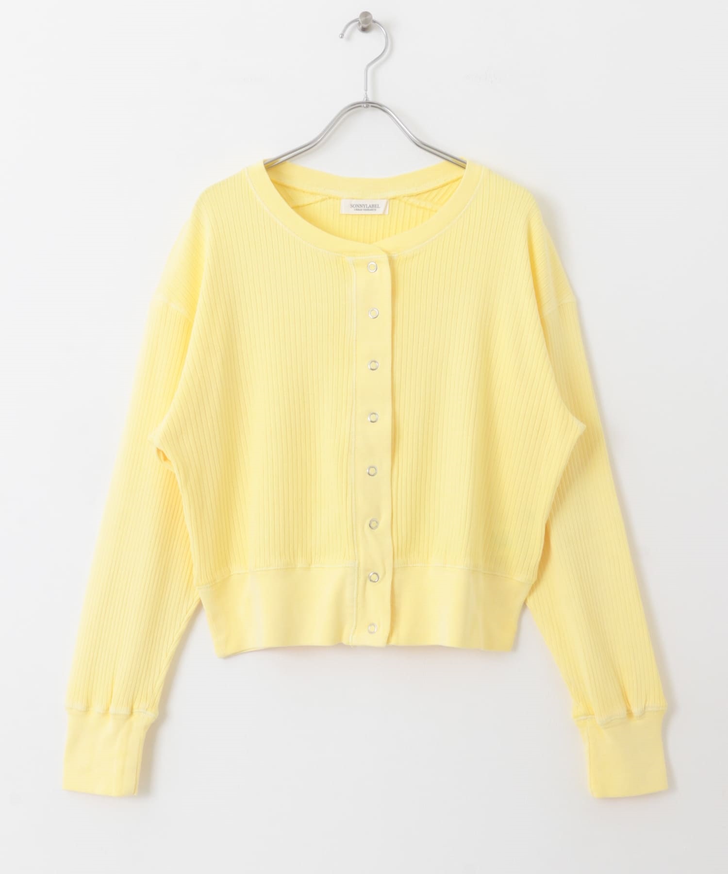 顏料染羅紋開襟衫(檸檬黃-FREE-其他黃色)