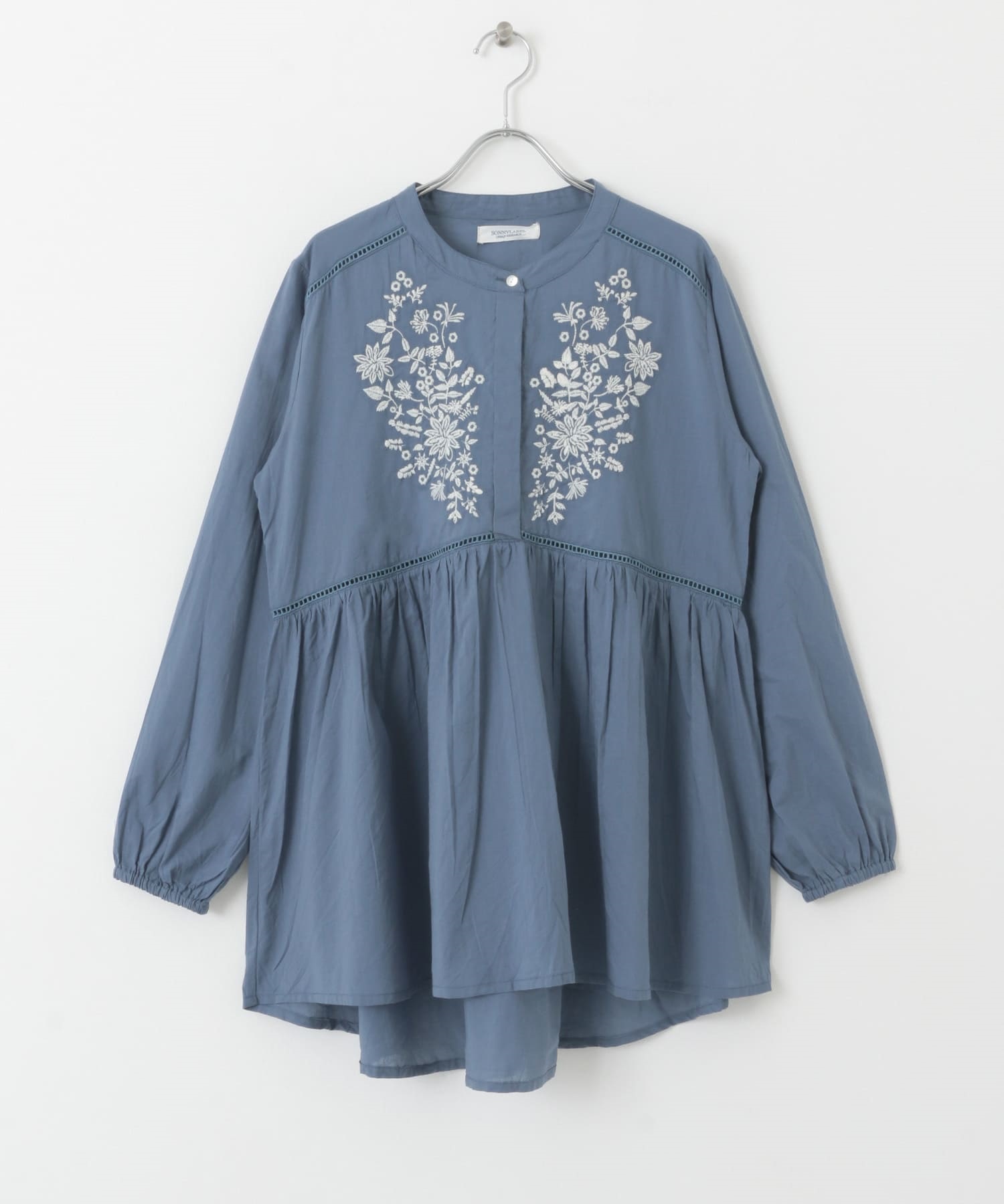 空氣感棉質刺繡罩衫(藍色-FREE-BLUE)