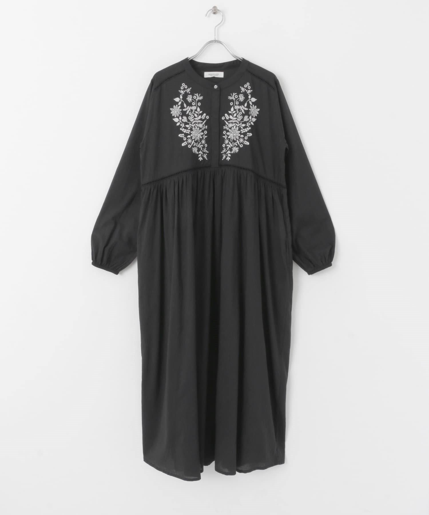 空氣感棉質刺繡洋裝(黑色-FREE-BLACK)